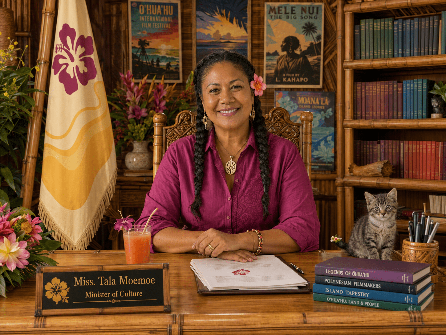 Official Portrait of Miss. Tala Moemoe, O'hua'hu's current Minister of Culture